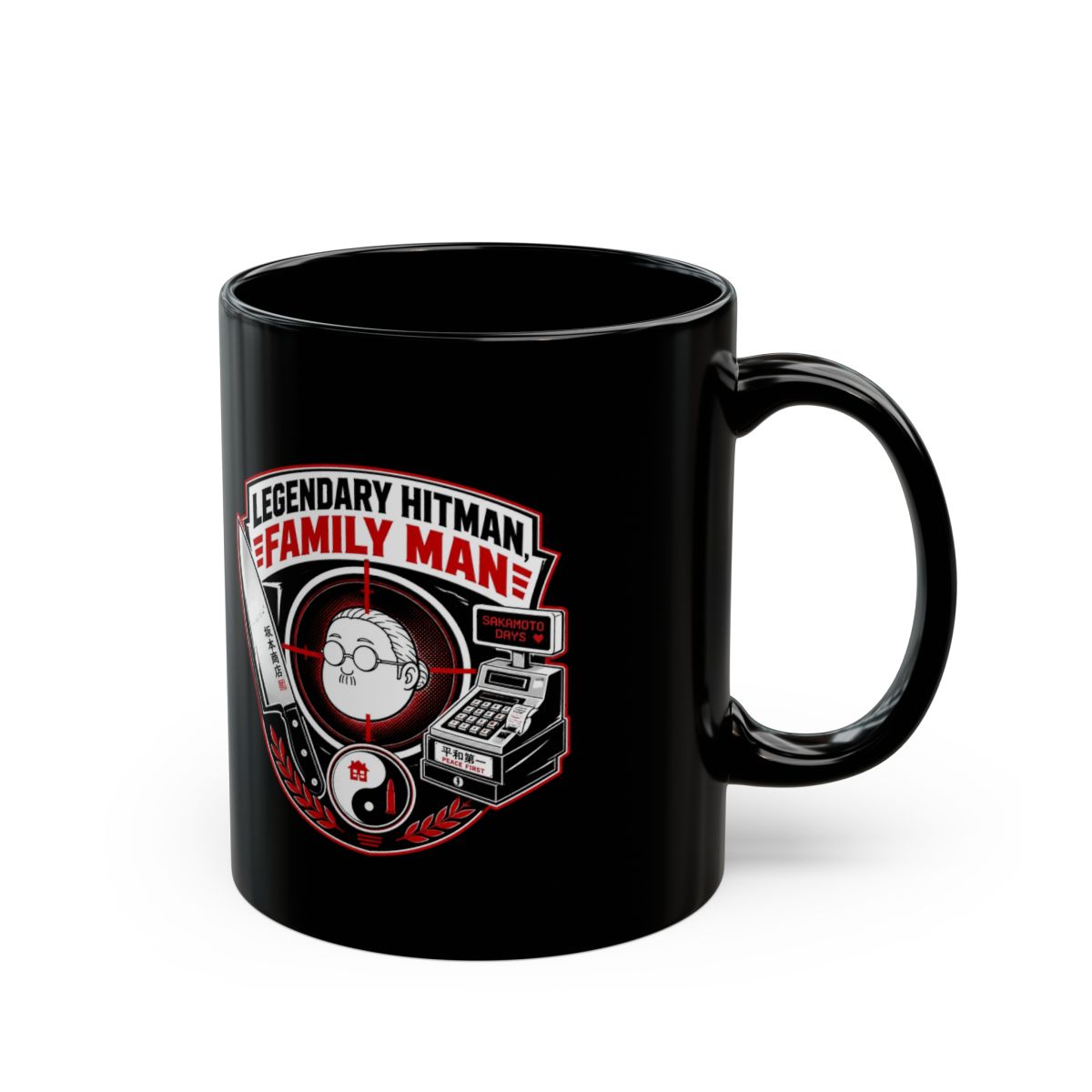 Sakamoto Days "Legendary Hitman, Family Man" Black Mug